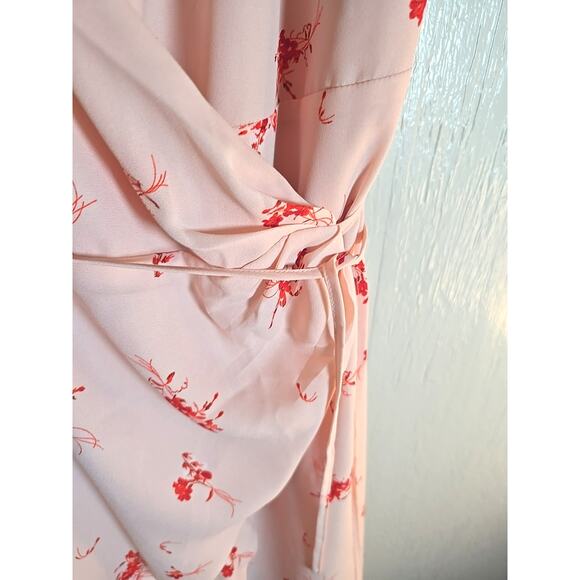 Chelsea28 Pink Midi Ruffle Wrap Dress Womens Large Feminine Cottage Coquette - Picture 6 of 8